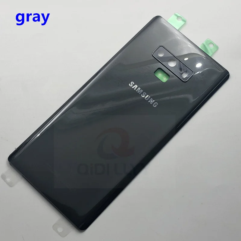 Серый Для SAMSUNG Galaxy Note 9 N960 N960F N9600 Задняя стеклянная крышка для батареи задняя дверь Чехол для корпуса для SAMSUNG Note 9 Задняя стеклянная крышка - Цвет: Серый