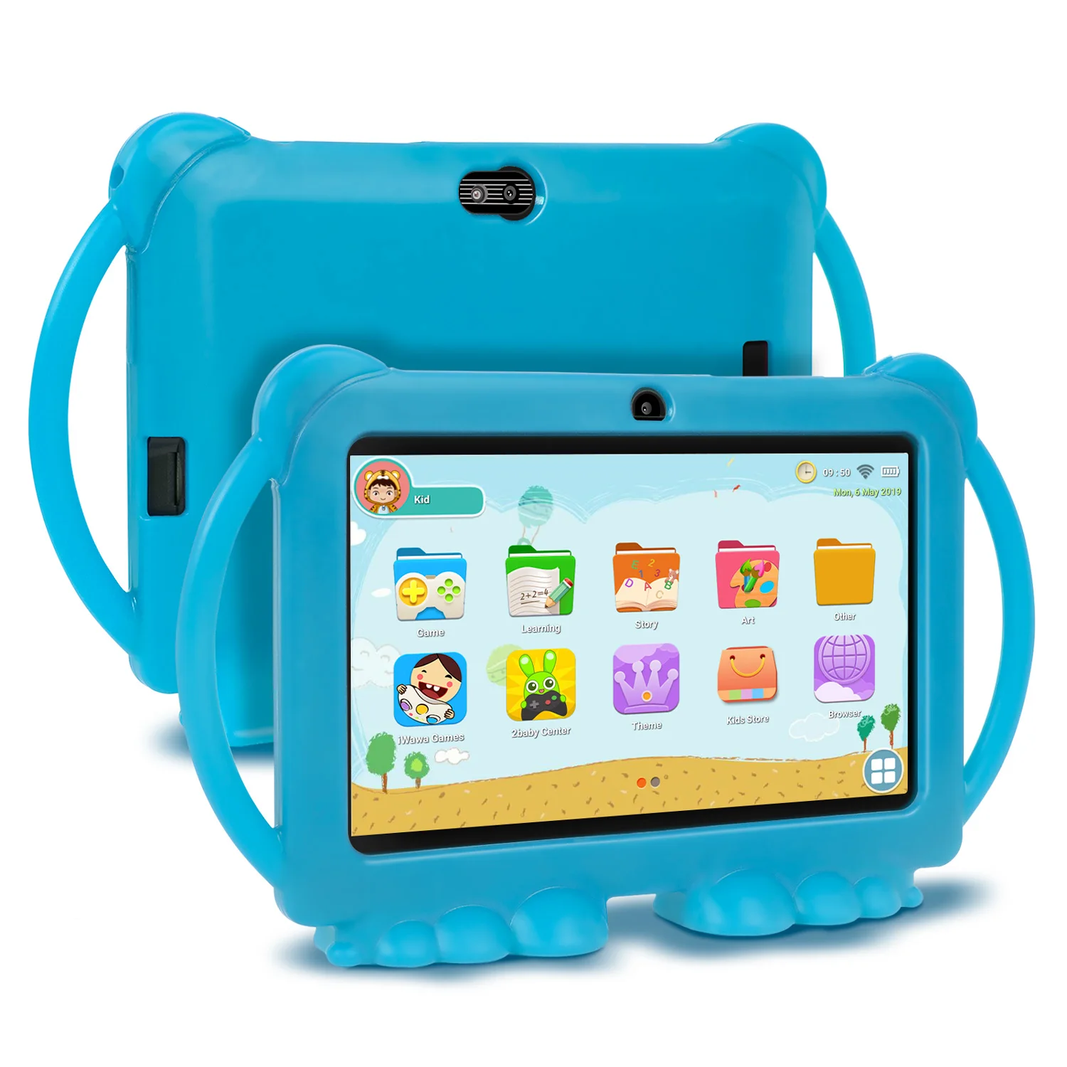 XGODY детский Обучающий планшет, рождественский подарок, детский планшет, 7 дюймов, HD, силиконовый чехол, USB зарядка, четырехъядерный, 1 ГБ, 16 ГБ - Комплект: Tablet and blue