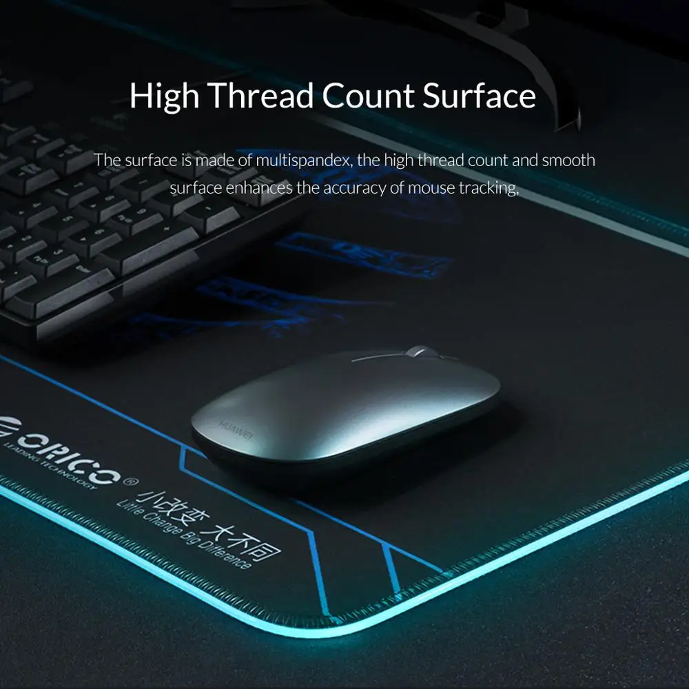ORICO Gaming Mouse Pad RGB Large Gamer Computer Natural Rubber Non-slip Mousepad With 2M USB USB Fo