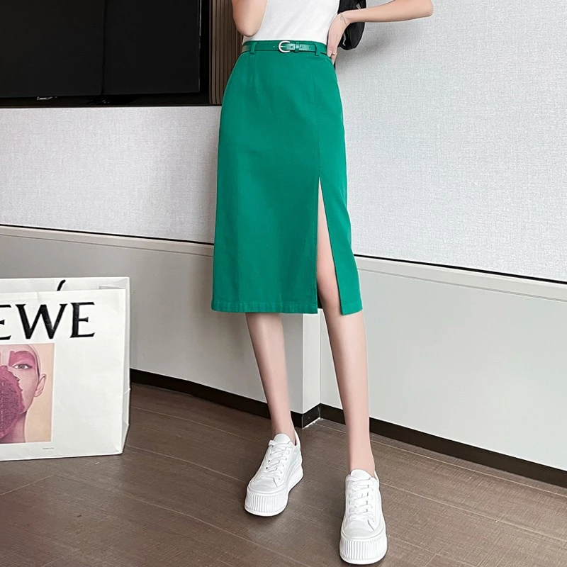 Definición Intermedio aspecto Faldas largas de estilo veraniego para mujer, Falda de tubo de cintura  alta, con bolso nuevo de moda, color verde, 2021|Faldas| - AliExpress