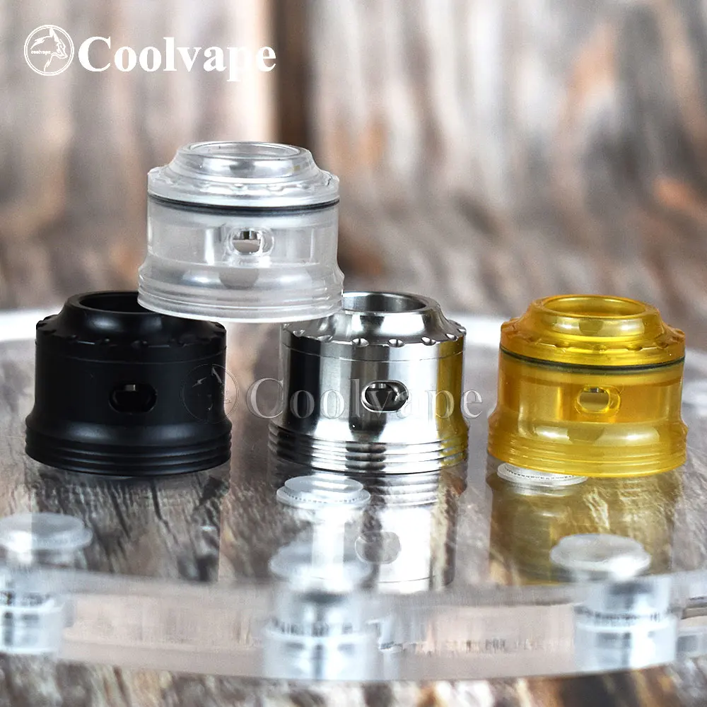 

coolvape Hellfire Maverick rda 22mm RDA Hellfire Maverick rda Black pei Ultem 3 ring cap 24mm OD at the base