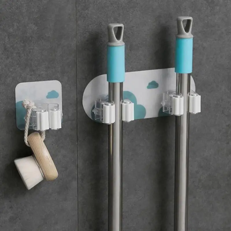 

Mop Organizer Holder ABS Adhesive Brush Broom Hanger Storage Rack Wall Mounted Kitchen Bathroom Storage Accessories