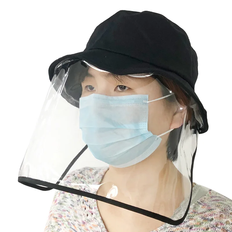 

Anti-droplet Spittle Epidemic Protective Cover Detachable Cap Sun-resistant Black And White with Pattern Bucket Hat Eye Protecti