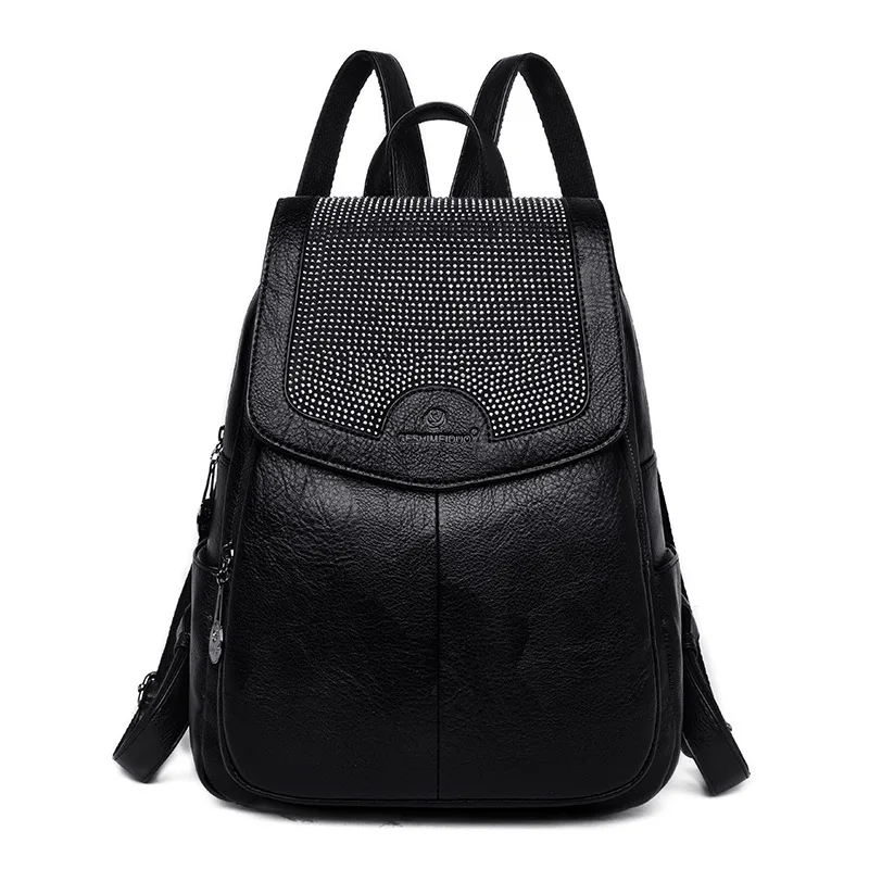 

Shoulder bag women's bag with drill PU leather youth travel backpack new Korean fashion casual bags