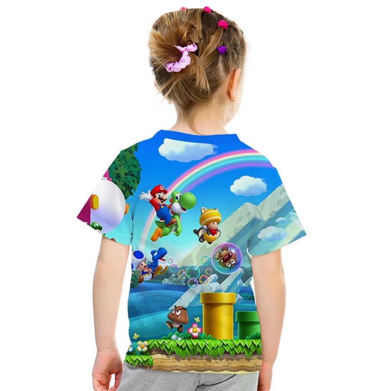 Новинка года, футболка с 3D принтом «Супер Мэри» наряд для родителей и ребенка hrarjuku детская футболка повседневные Короткие рукава уличная одежда для мальчиков и девочек