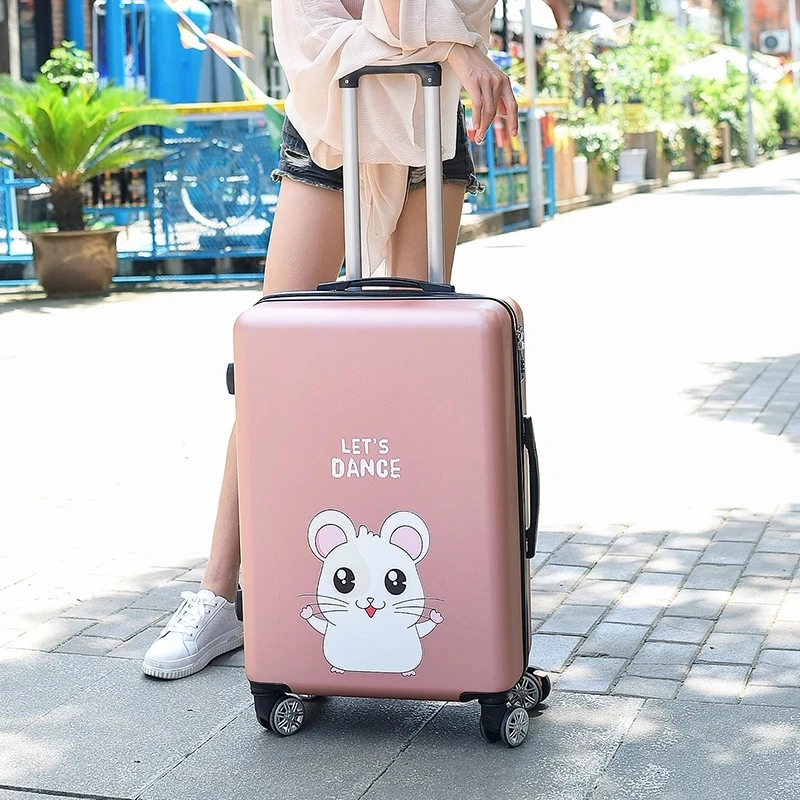 女の子と子供のための車輪付きスーツケース,素敵なトラベルバッグ,ピンクと赤,20 