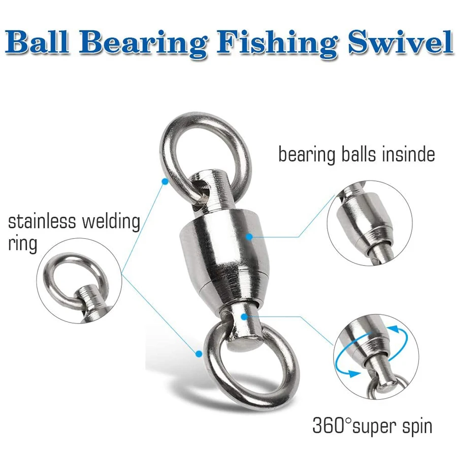25/50pcs Ball Bearing Swivels Connector High Strength Stainless