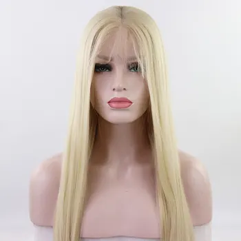 

Bombshell Straight Synthetic Hair 13*3 Lace Front Wig Honey Blonde Heat Resistant Fiber Natural Hairline With Baby Hair For Wome