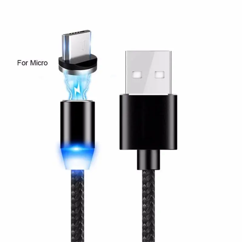 UK 3в1 360 ° Круглый Магнитный светодиодный Micro usb type C iOS 2.4A Кабель зарядного устройства для iphone 8 X samsung