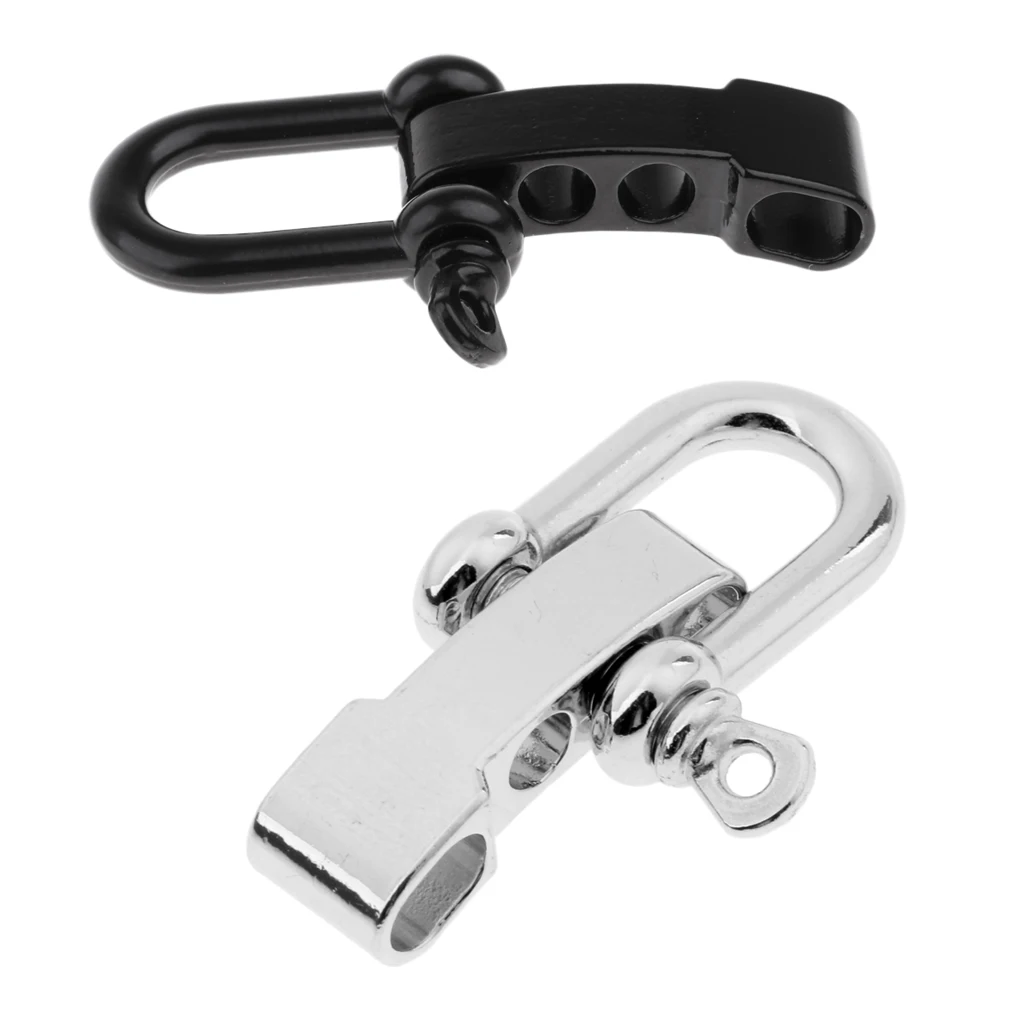 2Pcs Alloy Adjustable D Type Shackle Buckles for Survival Paracord Bracelet Braiding Weaving Outdoors 5.5x2.5cm