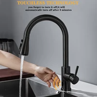 Smart Touchless Kitchen Faucet Brushed Poll Out Infrared Sensor Faucets Black/Nickel Infrared Water Mixer Taps 3