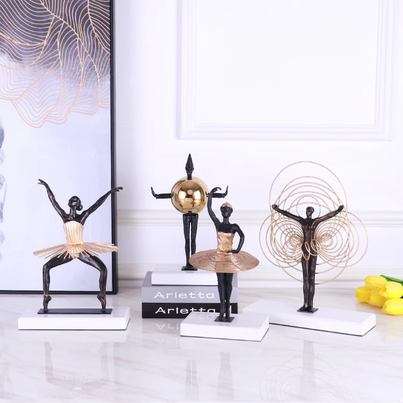 

Black Metal Moving Figure In Hula Hoop Decorations For Home Sculpture Escultura Home Decor Marble Accessories Gifts