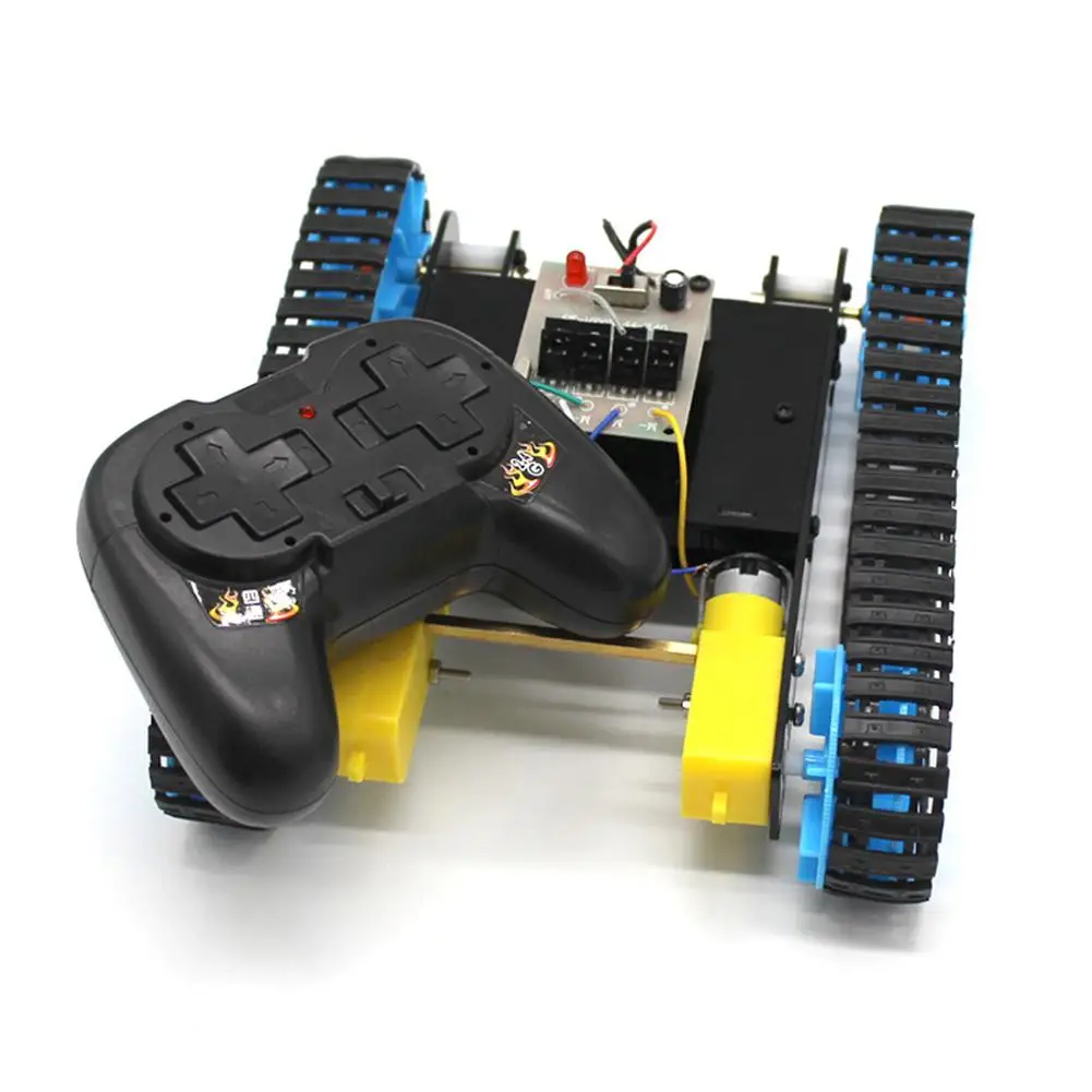 Hobbylane Дети DIY собранная модель танка с дистанционным управлением ручной эксперимент материал развивающие наука игрушки - Цвет: black