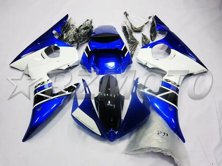 3 бесплатные подарки ABS обтекатель двигателя комплект подходит для YAMAHA YZF-R6 2003 2004 2005 R6 03 04 05 Обтекатели набор цвет синий белый