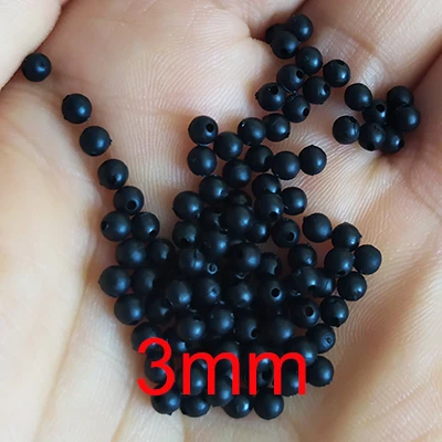 Black 3mm 100pcs/lot Soft Fishing Beads Stopper 3mm-12mm Luminous Round Fishing Space Beans Stops Soft Rubber Rig Lure Accessories - Цвет: Black 3mm