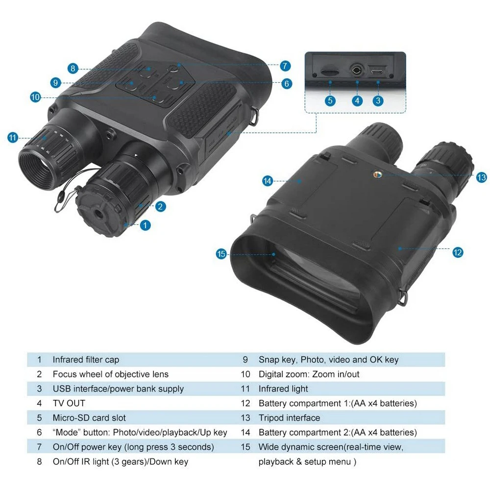 Infared Caça Digital Binóculos de Visão Noturna 2.0 Lcd Dia e Noite-visão Óculos Telescópio para Caça Conjunto de Ferramentas Nv400b 7x31 Telescópio e binóculos 1 visão noturna 2.0 lcd dia e noite-visão