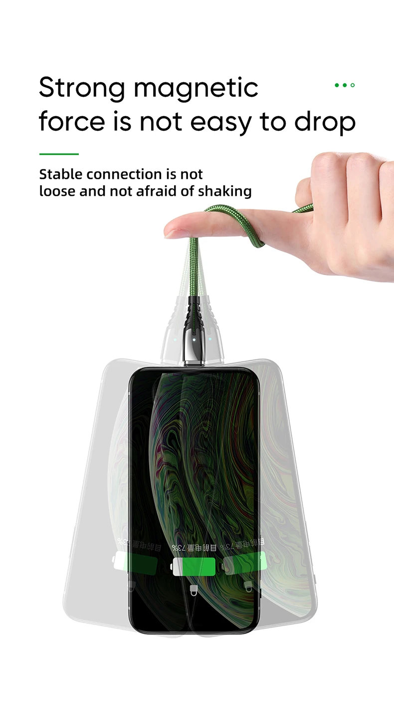 Магнитный usb-кабель Joyroom для зарядки iPhone, быстрое зарядное устройство для samsung huawei type C, светодиодный магнитный кабель Micro USB
