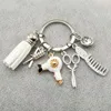 New fashion hairstyle gift charm tassel keychain retro jewelry mini hairdressing scissors hair dryer comb keychain DIY manual ► Photo 2/5