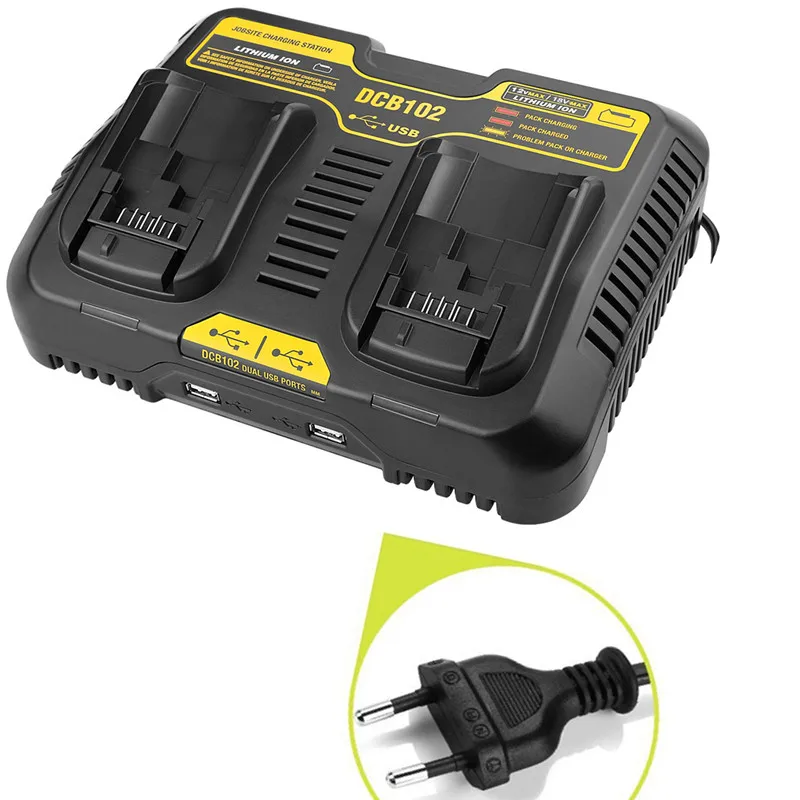 Замена Зарядное устройство для Dewalt DCB118 DCB101 DCB102, DCB200, DCB201 12 V-20 V Макс литий-ионный Батарея Быстрая зарядка с двойным USB портом