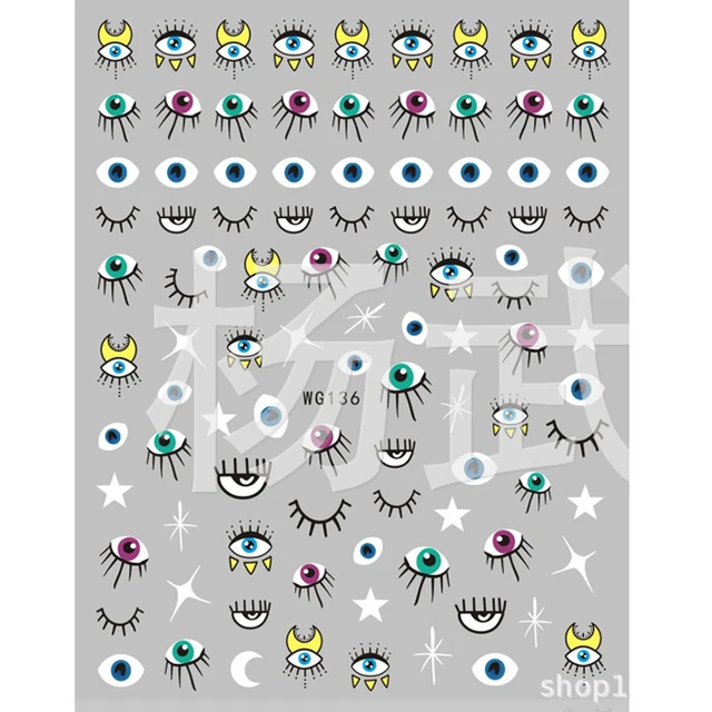 10PCS Brand Snake Sun Eagle Nail Art Sticker Color Eye of the World Nail Art Decoration Repair Decal Slider WG136