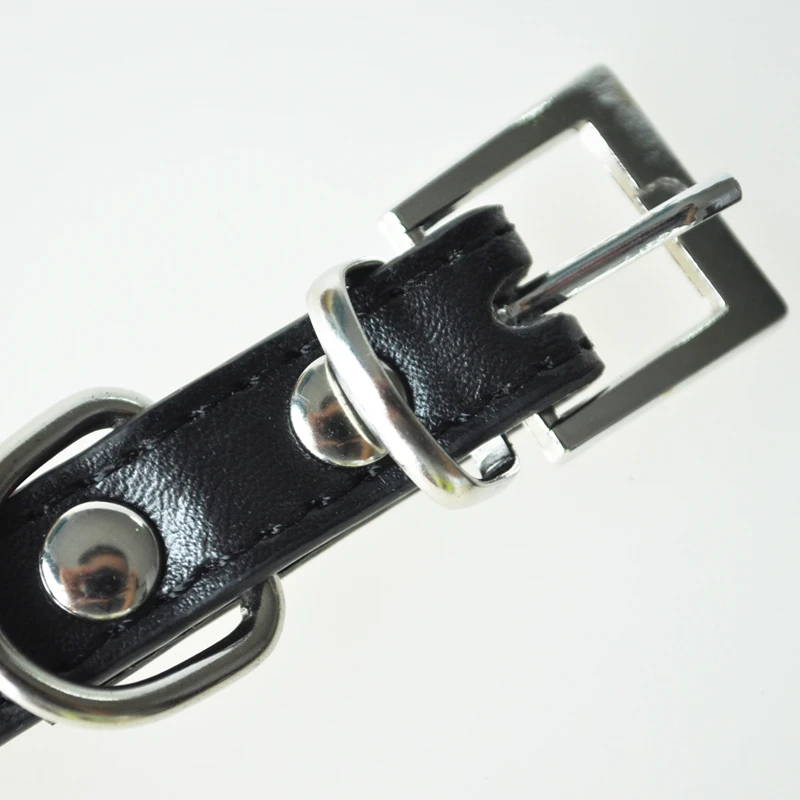 Топ-черный ошейник из искусственной кожи для собак ошейник для домашних животных панк заклепки отверстие Регулируемый XS