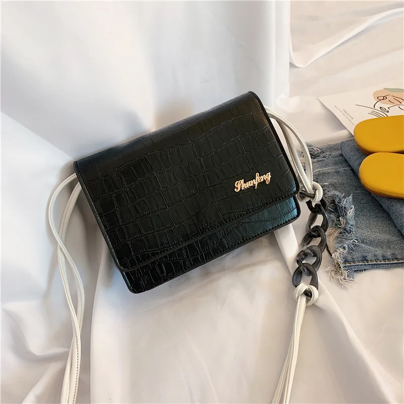 

Small bag women 2019 new Korean ladies chain small square bag fashion Joker stone messenger bag
