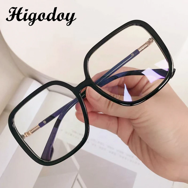 Higodoy негабаритная квадратная рамка для очков Мужская Ретро винтажная Женская металлическая оправа для очков оптическая прекрипция оправа для очков