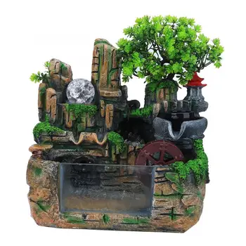 

Desktop Fountain Simulation Resin Rockery Waterscape Water Fountain Home Office Desktop Spray Humid Home Decoration #2570#