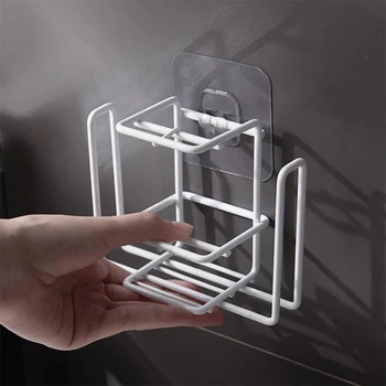 

New Creative Household Bathroom Metal Toothbrush Toothpaste Wash Cup Holder Suction Type Seamless Iron Spray Paint Process