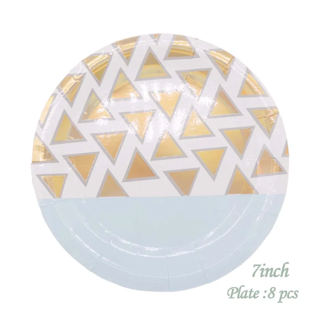 Party bronzing paper plate disposable disc 7 inch birthday party wedding Christmas cake snack dish paper cup