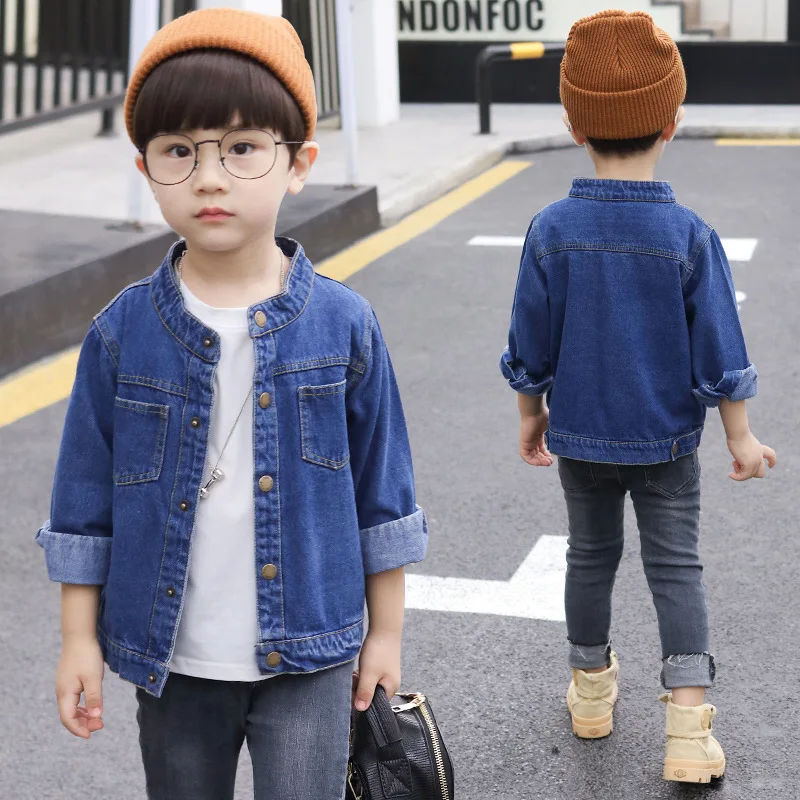 

2162 BOY'S Autumn Coat 2019 New Style KID'S Jacket Big Boy Stand Collar Jeans Coat Korean-style Fashion
