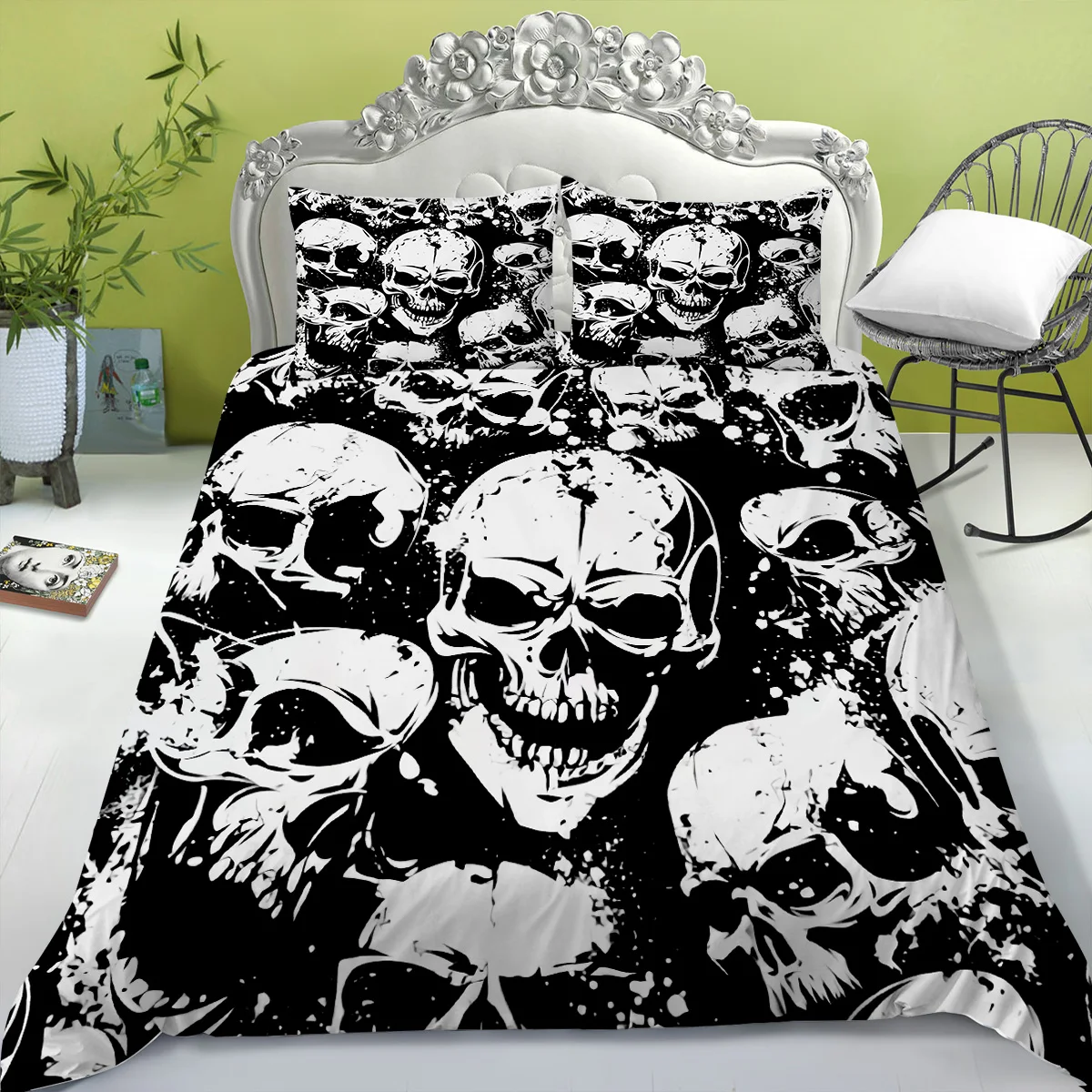 

Wholesale European Pattern Hot Sale Soft Bedding Set 3d Digital Skull Printing 2/3pcs Duvet Cover Set ES/DE/EU/AU/US Size