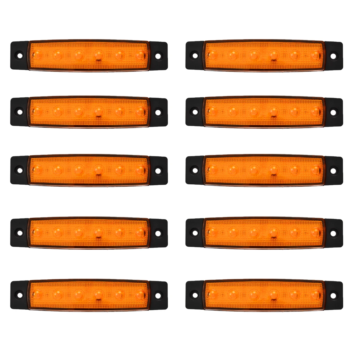 10pcs Amber Car External Lights LED 12V 6LED Auto Car Bus Truck Wagons Side Marker Indicator Trailer Light Rear Side Lamp