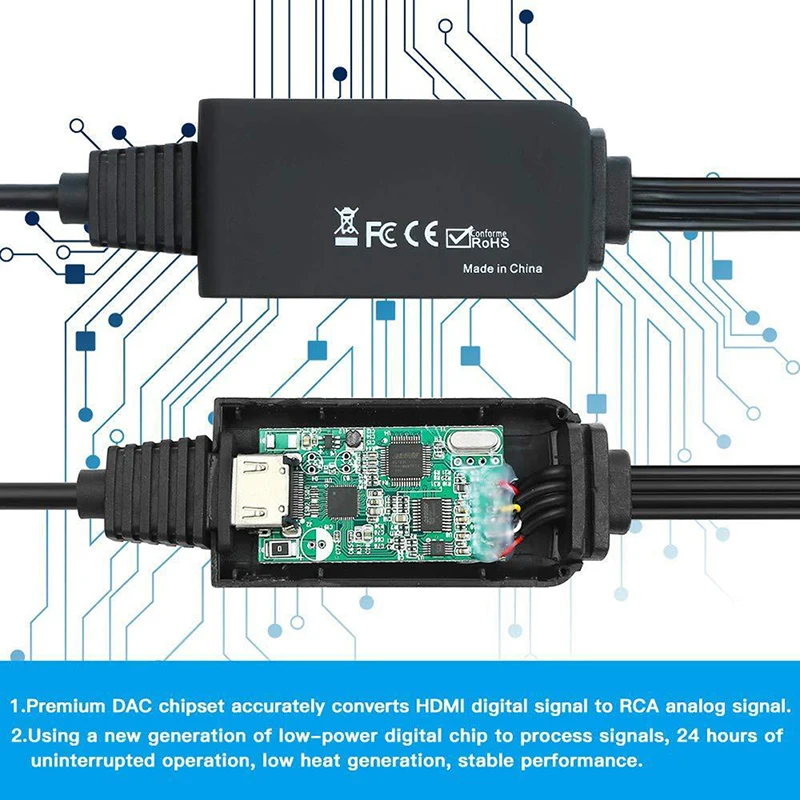 1 шт. 1080P HDMI в 3 RCA AV видео аудио кабель конвертер адаптер