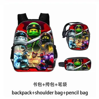 

3Pcs/Set Ninjago School Bag For Boys Girls Movie Cartoon Backpack Children School Set Schoolbag Kids Gift mochilas