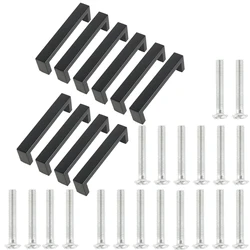 5/10Pcs Square Cabinet Handles Modern Plain Drawer Pulls 128/160/192mm Hole Center Cupboard Hardware Kitchen Closet Knob Decor