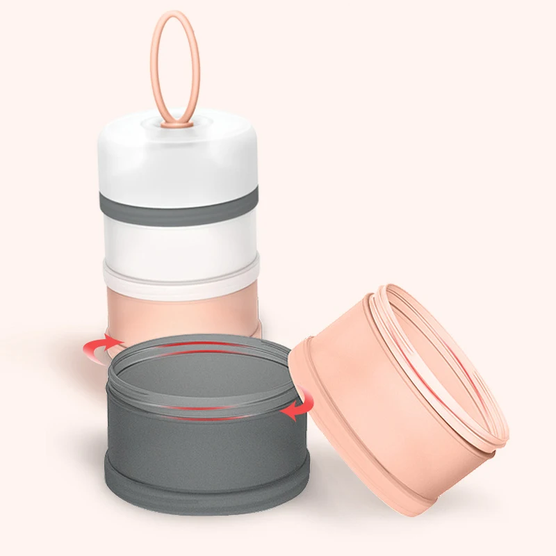Cute Cartoon Baby Food Storage Containers Infant Milk Powder Box Formula Dispenser 3 Layers Portable Toddler Snacks Container