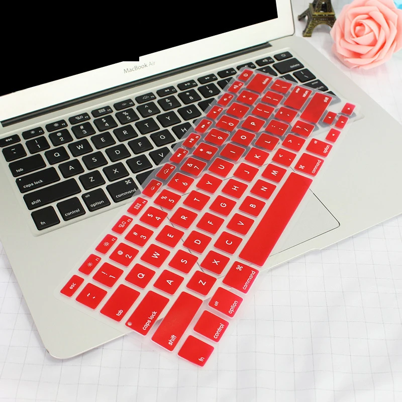 us red Силиконовый защитный чехол для клавиатуры США для MacBook Air Pro retina 13 15 17 дюймов, Пыленепроницаемая Клавиатура для ноутбука - Цвет: us red