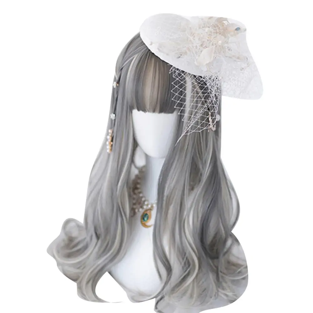 Gray wig Парики из искусственных волос без шапочки-основы кудрявые Лолита вечерние парик для Хэллоуина - Цвет: Gray wig