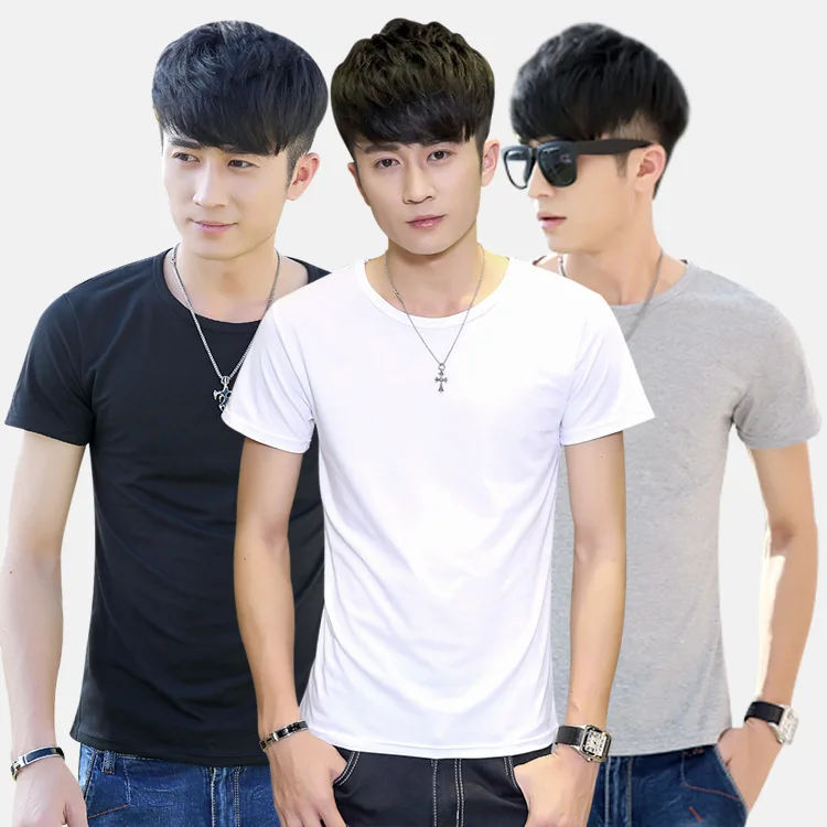 

2020 summer hot sale simple solid color men's round neck short sleeve T-shirt cotton solid color