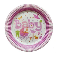 Перекрестная граница электричества поставщик питания розовый ребенок круглая бумага поддон торт лоток бумажная пластина, в большом количестве поддон для бумаги 10 шт