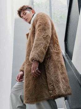 

Winter Real Coat Genuine Leather Natural Sheep Fur Coats Long Shearling Jacket Men Clothes 2020 V19131 KJ3333