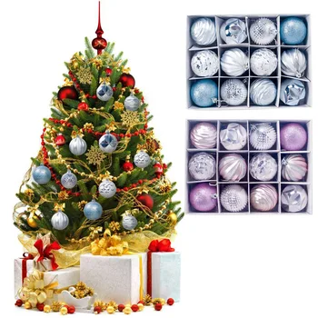 

Besegad 12PCS Fashion Christmas Ball Hanging Ornaments Pendants for Xmas Tree Home House Shop Mall Party Decor 5.5cm Diameter