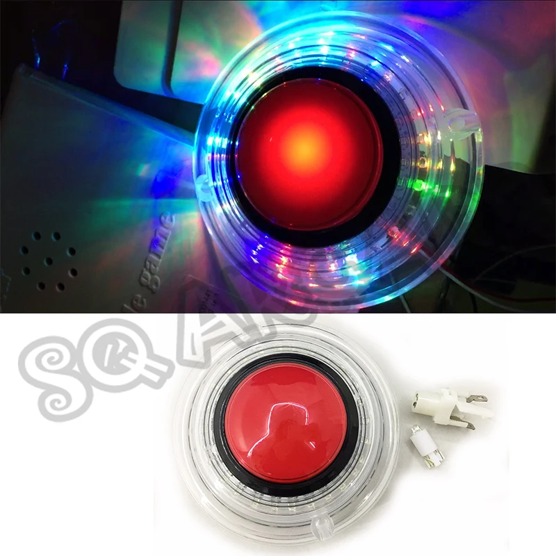 

1pcs Arcade Basketball Machine Led illuminated Flashing Push Button 80mm Colorful Lighting Transparent Edge for Music Dancing