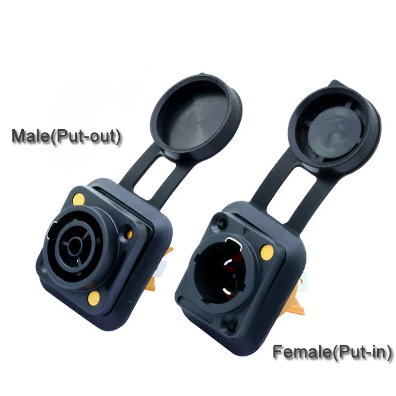10 pces waterproof 3 pinos powercon chassis 01