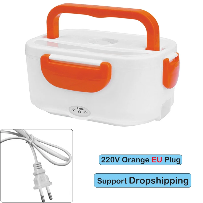 220V Orange EU 110 л Электрический Ланч-бокс 220 В 40 Вт Портативный пищевой Ланч-бокс бенто нагревательный контейнер подогреватель пищи для детей EU US GB вилка - Цвет: 220V Orange EU