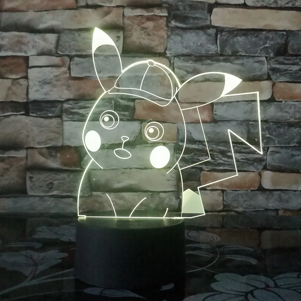 

3D Lamp Pokemon Go Action Figure 3D RGB Lamp Pikachu Eevee Turtle Bird Fire Dragon Pokeball Ball Bulbasaur Bay Role 3d light