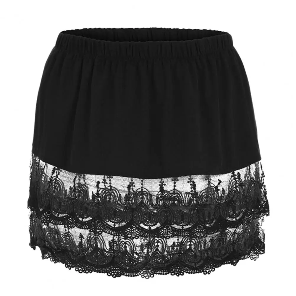Women Short Petticoat Mini Skirt Shirt Extender Lace Hollow Stitching Sweater Clothing Black White Wedding Dress Accessories