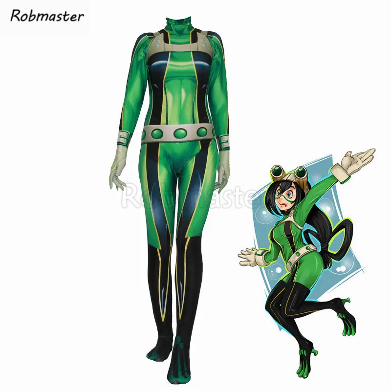 Boku no Hero academic Froppy Tsuyu Asui костюм для косплея спандекс зентай женщин и девочек боди