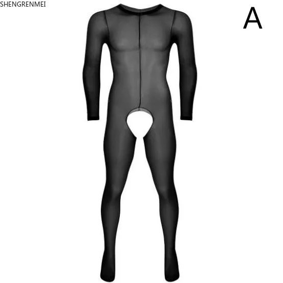 

Mens Bodysuit Sissy See-through Open Crotch Full Body Pantyhose Bodystocking Gay Male Underwear Hot Exotic Jumpsuit Dropshipping